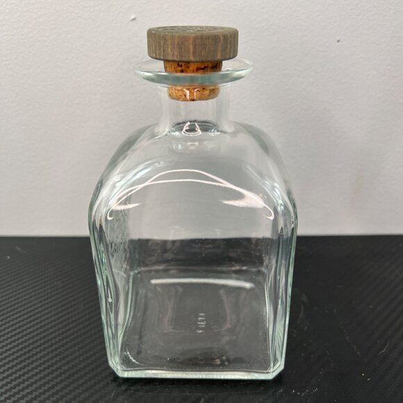 Vintage Liquor Decanter Bottle Nautical Etched Sailboat Schooner Cork Stopper - Picture 2 of 11